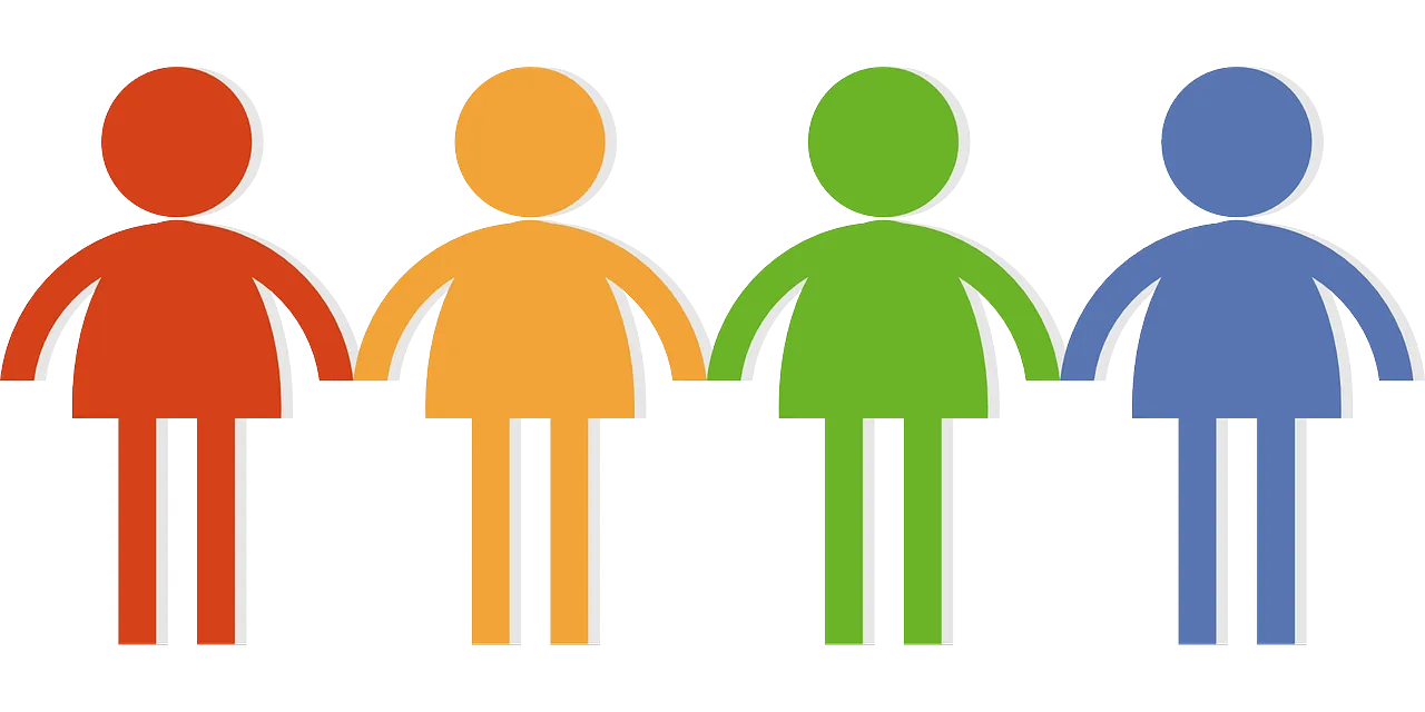 Four figures in red, orange, green and blue holding hands: the Jim Cousins Trust logo